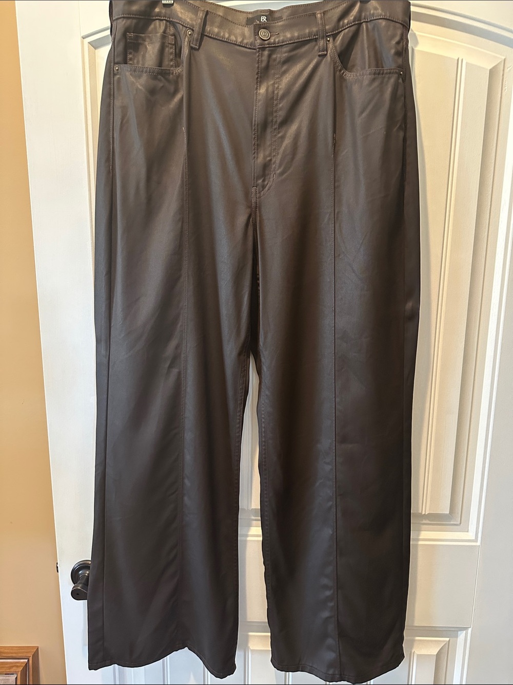 Women’s Dark Brown coated  Wide-Leg denim pants by Banana Republic